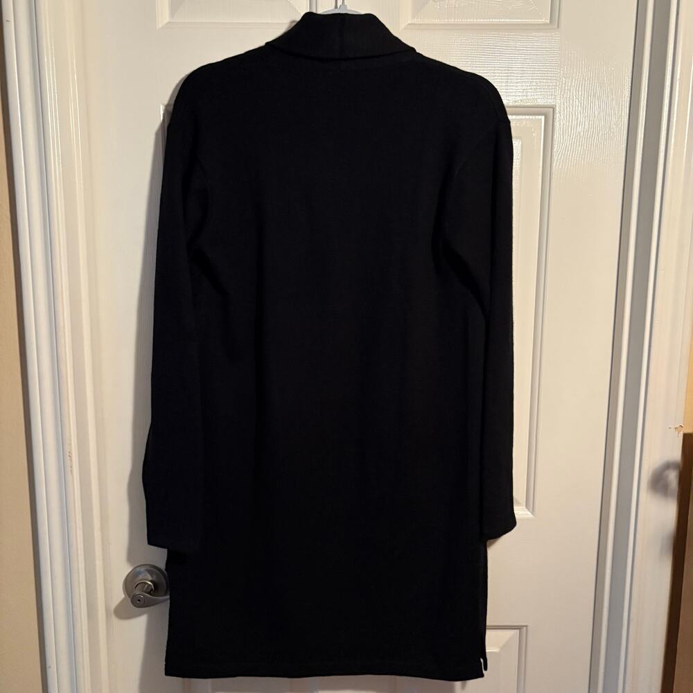 Talbots Black Open Front Long Cardigan Sweater XS Pockets Cotton Blend - Picture 4 of 6